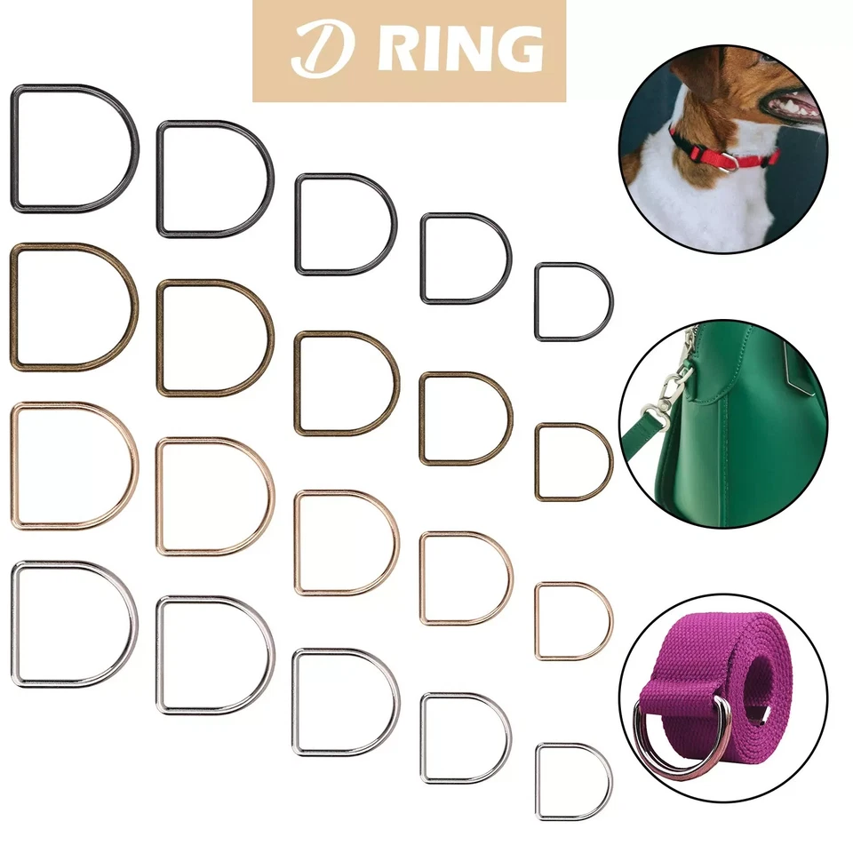 WEDDECOR 10/20/50 Stck. geschweißte Metall D Ring Schnallen Gurtband Riemen für Handtasche & Lederhandwerk