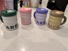 Starbucks Stainless Rippled Mug 12 oz White Purple Pink Brown