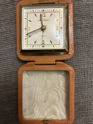 VTG Seth Thomas Travel Alarm Clock Made In Germany Square Case Wind Up Works