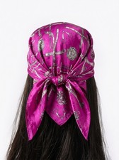Vintage Magenta Pink Silk Scarf Equestrian Horse Riding Strap Buckle Square70x70