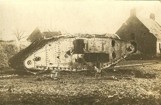Port Photo RARE KO'd British Mark IV Tank "BLARNEY CASTLE"; CAMBRAI France 1917