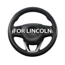 Car Steering Wheel Cover Large-size For Lincoln 15.5-16 Leather Black Protector