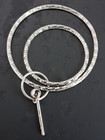 ESTATE JEWELRY SOLID 14K WHITE GOLD HOOP POST EARRINGS 1" CIRCLE IN CIRCLE #7929 — photo 4