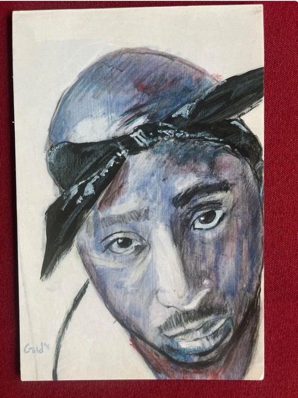 Hip Hop Tupac Painting Artist Postcard Workbook 2005 UCLA By Nathaniel Gold