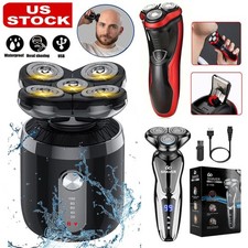 4D Rotary Electric Shaver Rechargeable Bald Head Shaver Beard Trimmer Wet  Dry