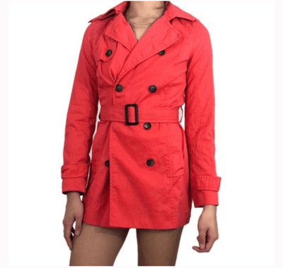 Zara basic coral trench coat with belt #trenchcoat large