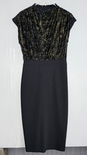 Express Black and Gold Dress with Velvet Lace Overlay Women's Size S