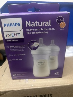 New Philips Avent Natural Baby Bottles with Natural Response Nipples (3-6m)