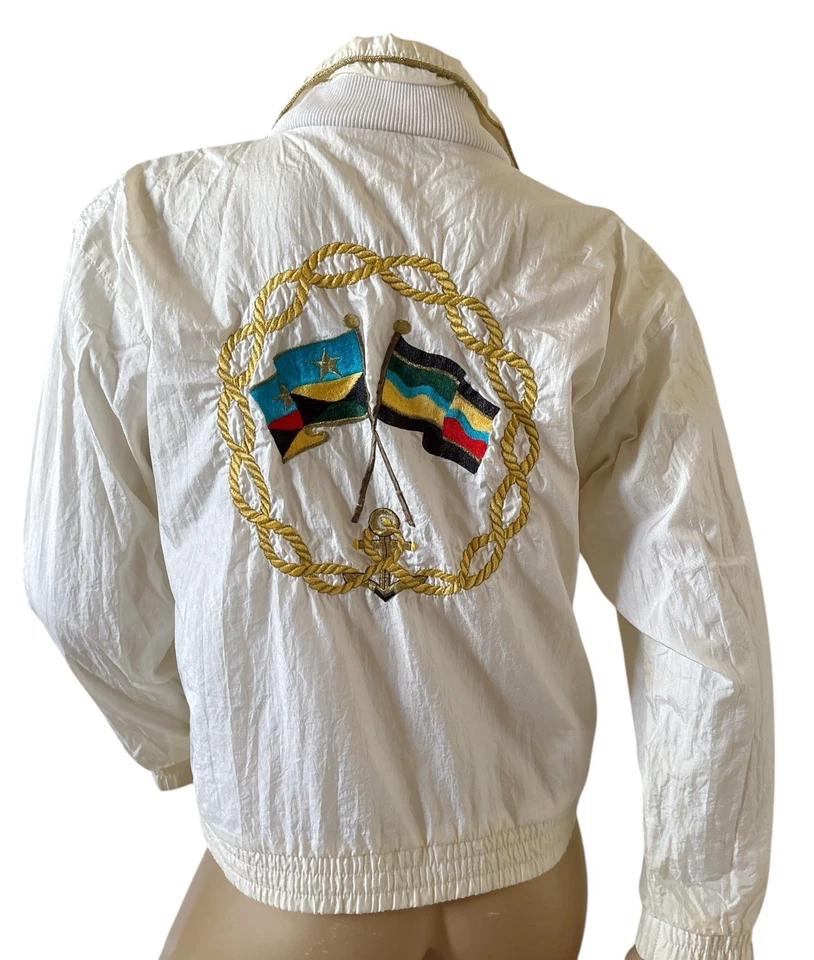 Chaqueta cortavientos PETITE SOPHISTICATE vintage náutica con cremallera frontal para mujer talla P Foto 4 de 4