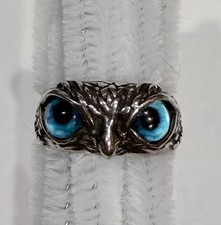 Sterling silver adjustable antique owl ring