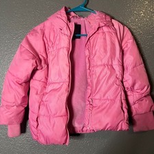 Swiss Tech Girls Pink Winter Hooded Puffer Coat Size S 6-6x Warm Lining NWT