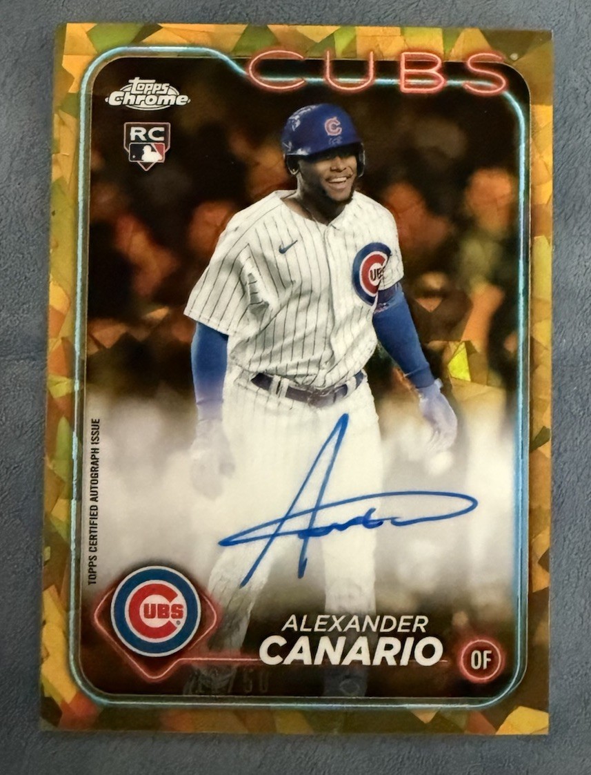 ALEXANDER CANARIO 2024 TOPPS CHROME SAPPHIRE ROOKIE GOLD RC AUTO /50