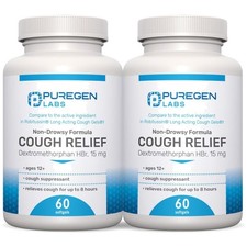 Cough Relief for Adults Dextromethorphan HBr 15mg 120 Softgels 2-Pack  A