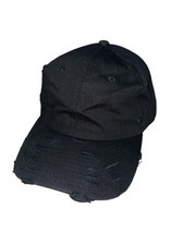 Black Distressed Baseball Ball Cap  
