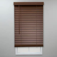 Textured Dark Oak Cordless Room Darkening Faux Wood Blinds with 2 In. Slats - 24