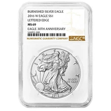 2016-W Burnished $1 American Silver Eagle NGC MS69 Brown Label