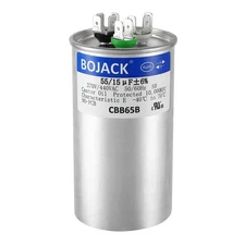 BOJACK 55+15 uF ±6% 55/15 MFD 370/440 VAC CBB65B Dual Run Start Round... 