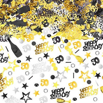 WILLBOND 3000 Pcs 50th Birthday Confetti for 3000 Piece Assortment, Gold 