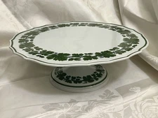 Antique Meissen Porcelain Full Green Vine Pedestal Cake Stand