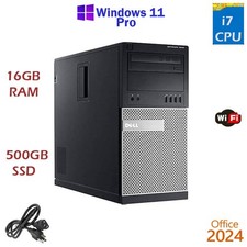 Dell Windows 11 Dell i7 3.4 ghz 16GB RAM 500GB SSD WiFi Desktop Office24