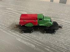 VINTAGE 1930s MARX TRAIN SCARCE 8 WHEEL FLAT CAR 4 1/2 GAS TRUCK LOAD ORIG C6+