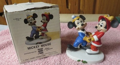 Disney Royal Orleans Mickey Minnie Mouse Ice Skating Christmas Figurine & Box 