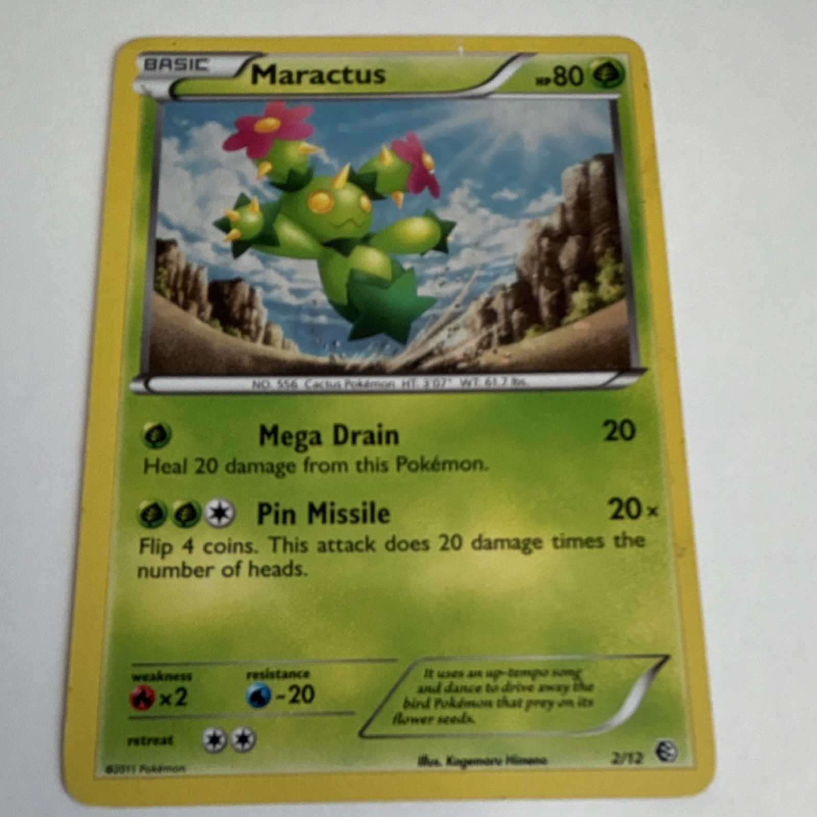 Pokémon Maractus 002/012 McDonald's 2011 Promo Holo Basic 80 HP