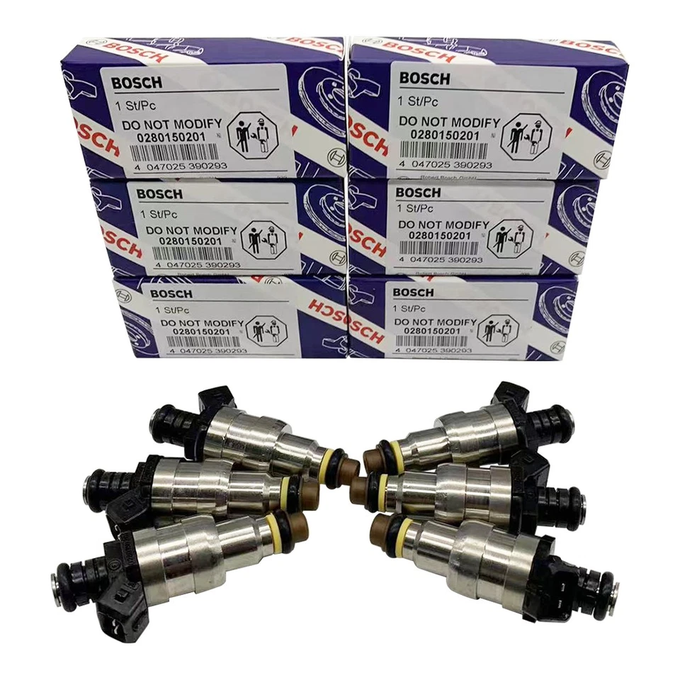 6x OEM Best Upgrade Fuel Injectors For 83-86 BMW 533i 535i 3.2L 3.5L #0280150201 - Image 2 of 4