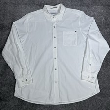 Tommy Bahama Shirt Men s XL White Long Sleeve Button Up Casual Stretch Flaw