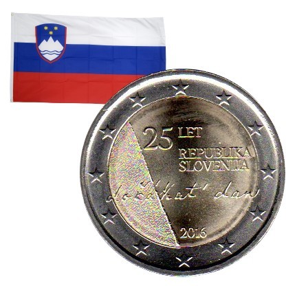 2 Euros commémorative Slovénie Anniversaire Indépendance 2016