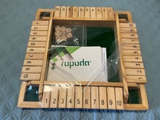 Wooden Shut the Box Game 2 4 Player Large 4 Sided Board with 8 Dice 12 Inch NEW