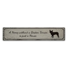 Boston Terrier House Novelty Distressed Sign, Personalized Wood Sign