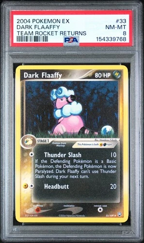 2004 POKEMON EX TEAM ROCKET RETURNS #33 DARK FLAAFFY PSA 8