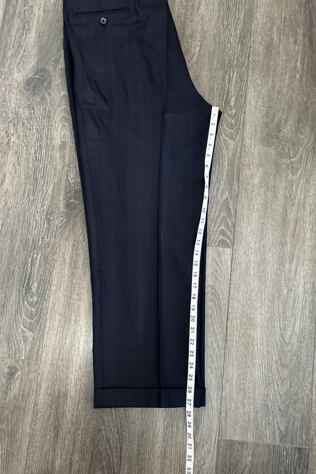 Holland Sherry 44R Navy Royal Classic Herringbone Striped Custom Suit