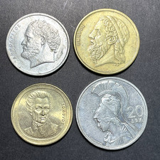 GREECE Lot Of 4 Coins: 1990 1990 1998 1973 Democritus Atom Foreign Coins