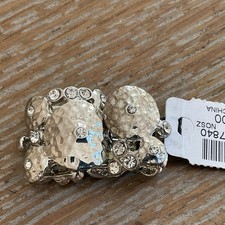 Chicos Silver Tone Rhinestone Stretch Ring NEW