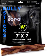 7-Inch Braided Bully Sticks - 100 Natural Beef Pizzle, 7 Pack