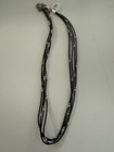 Silpada Retired SS Blk Leather 4-strand Necklace