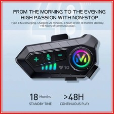 Y10 Motorcycle Helmet Bluetooth 5.3 Headset IPX6 Waterproof Hands Free Call