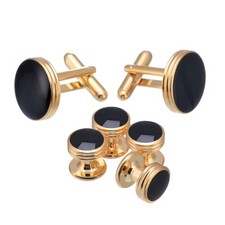 Salutto Men's Cufflinks and Studs Set for Formal French Shirt Gold