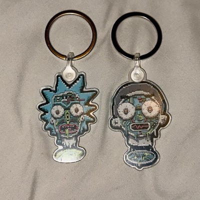 Pixel Zombie Rick & Morty Inspired Keychain Set 