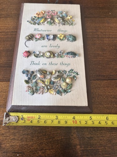 Vtg Cottagecore Goblincore Critter 3d Wood Plaque, Snails, Butterflies, Frogs - Picture 7 of 8