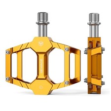 Mountain Road Bike Pedals -Bicycle Flat Pedals Aluminum 9/16" Sealed GOLD
