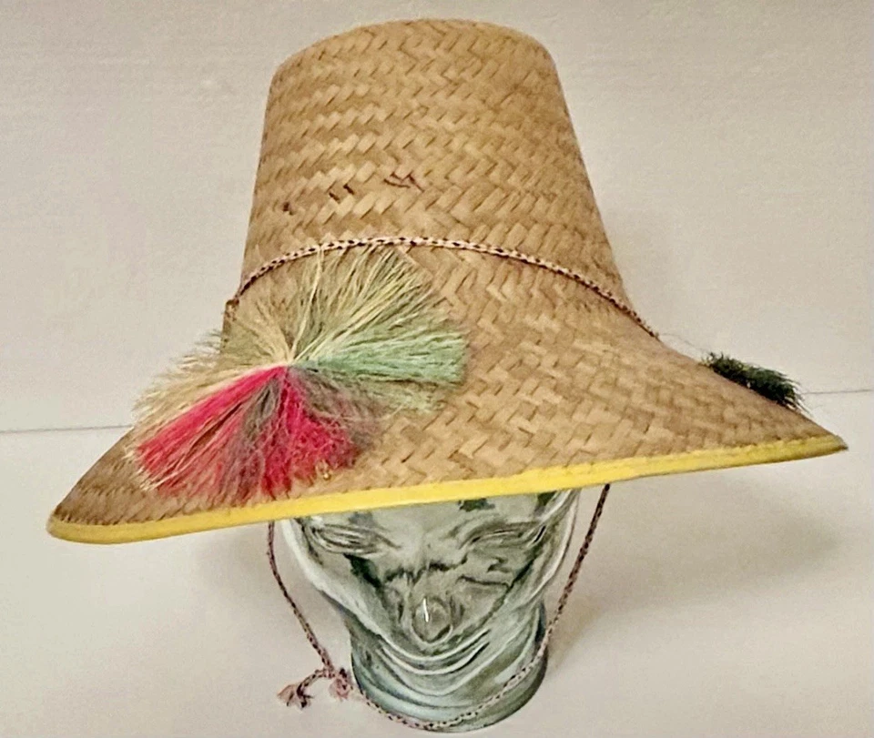 Vintage 1950’s Straw broomsticks and Pinwheels Beach Garden Hat Made in Mexico - Image 4 of 4