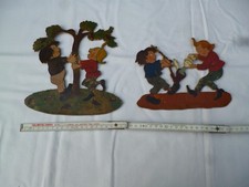 2 Holzbilder Max und Moritz Laubsägearbeiten / Laubsäge Bild alt selten schön