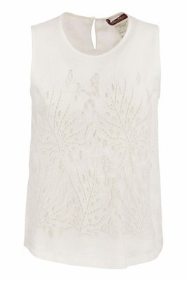 MaxMara Studio Broderie Anglaise Sleeveless Top in White sz 10