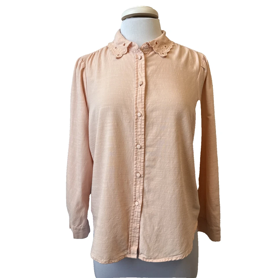 Lauren Conrad Women's Petite L Cottagecore Embroidered Heart Collar Blush Blouse - Image 2 of 4