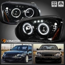 Jet Black Fits 2004-2005 Subaru Impreza Wrx Outback Led Halo Projector Headlight