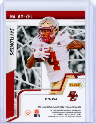 2023 Panini Mosaic Draft Picks ZAY FLOWERS AUTO Autograph Prizm RC