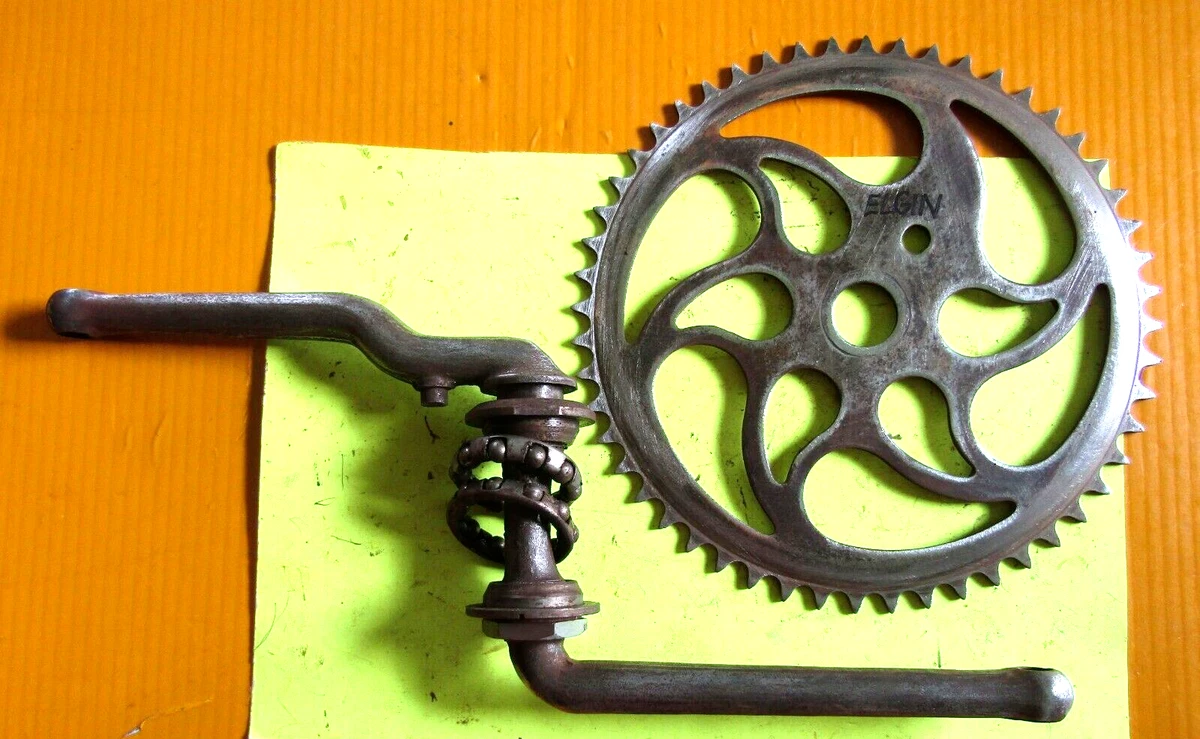 USED OLD PREWAR ELGIN BICYCLE DOG LEG CRANKSET from 26